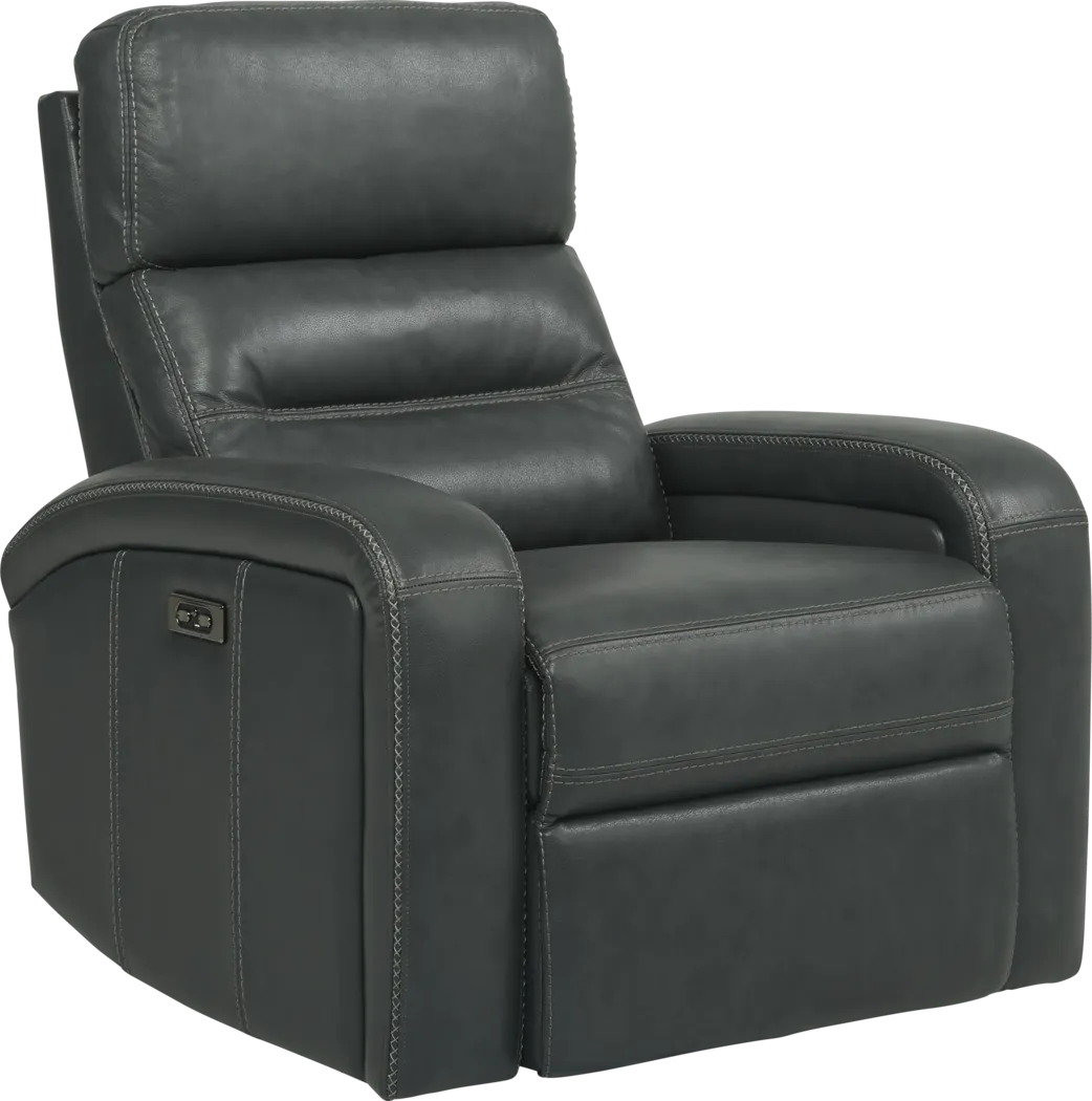 Sierra Madre Gray Leather Dual Power Recliner - Thumbnail - Image 1