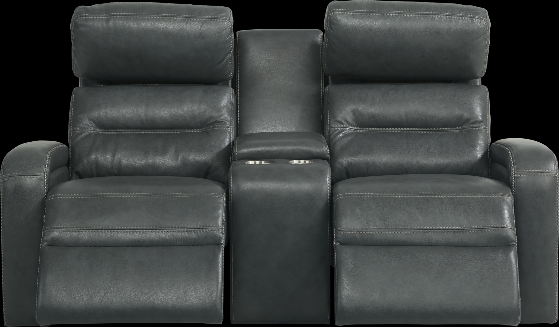 Sierra Madre Gray Leather Dual Power Reclining Console Loveseat - Thumbnail - Image 2