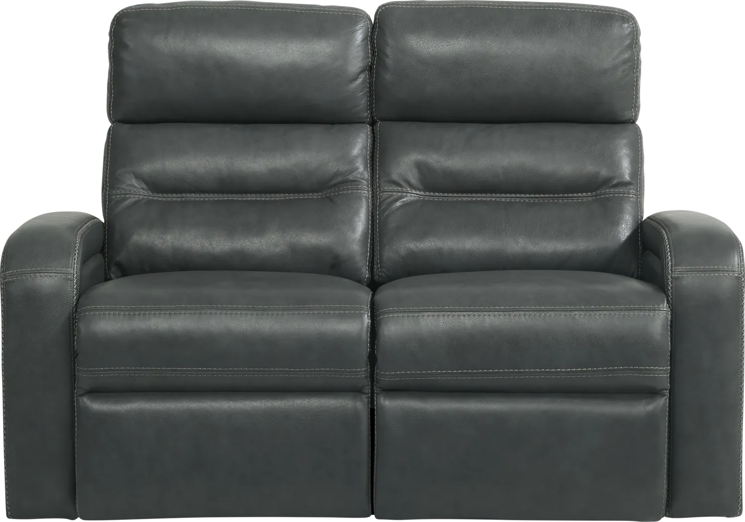 Sierra Madre Gray Leather Dual Power Reclining Loveseat - Image 2