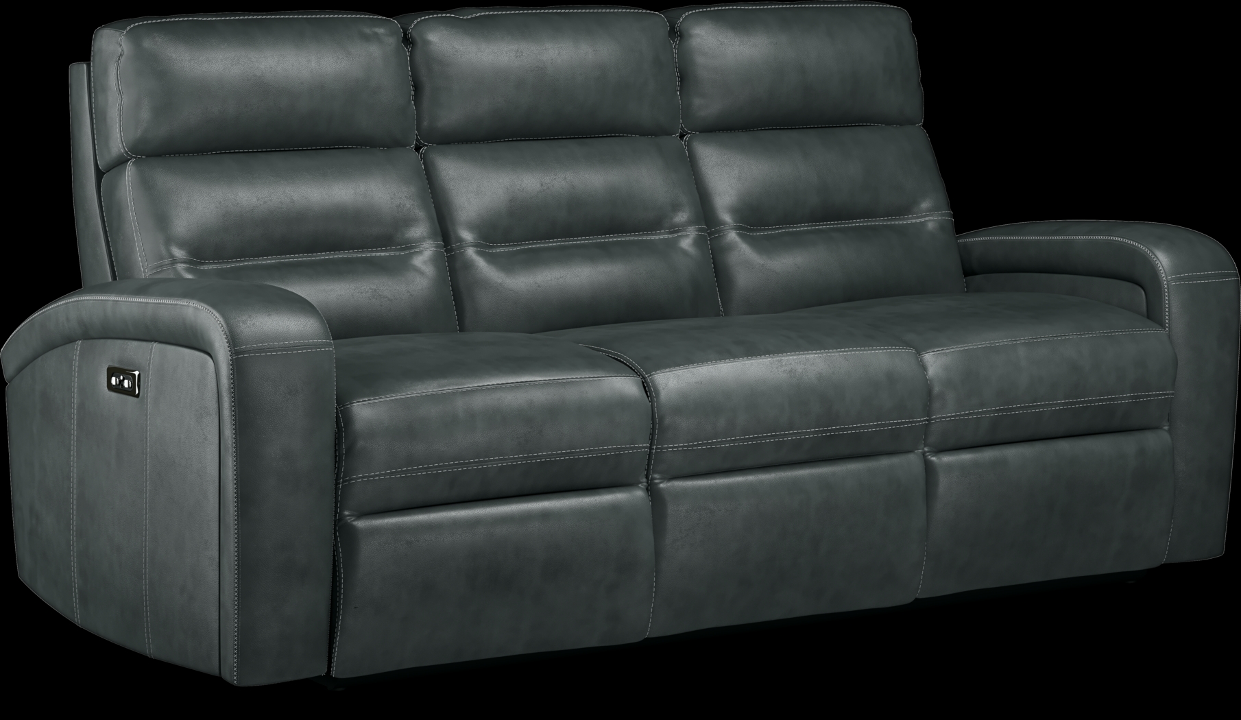 Sierra Madre Gray Leather Dual Power Reclining Sofa - Thumbnail - Image 2