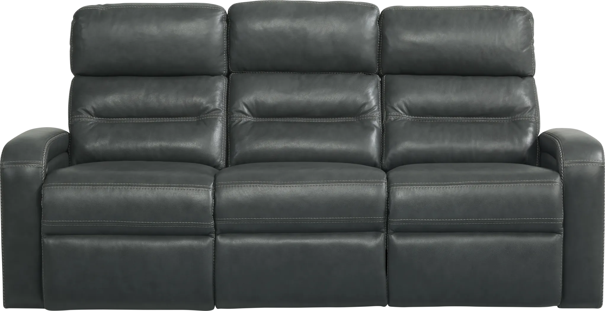 Sierra Madre Gray Leather 5 Pc Living Room with Reclining Sofa - Thumbnail - Image 4