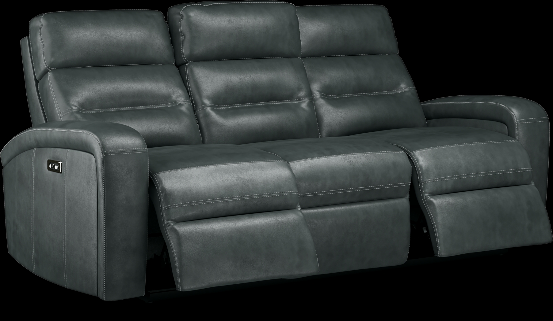 Sierra Madre Gray Leather 3 Pc Living Room with Reclining Sofa - Thumbnail - Image 6