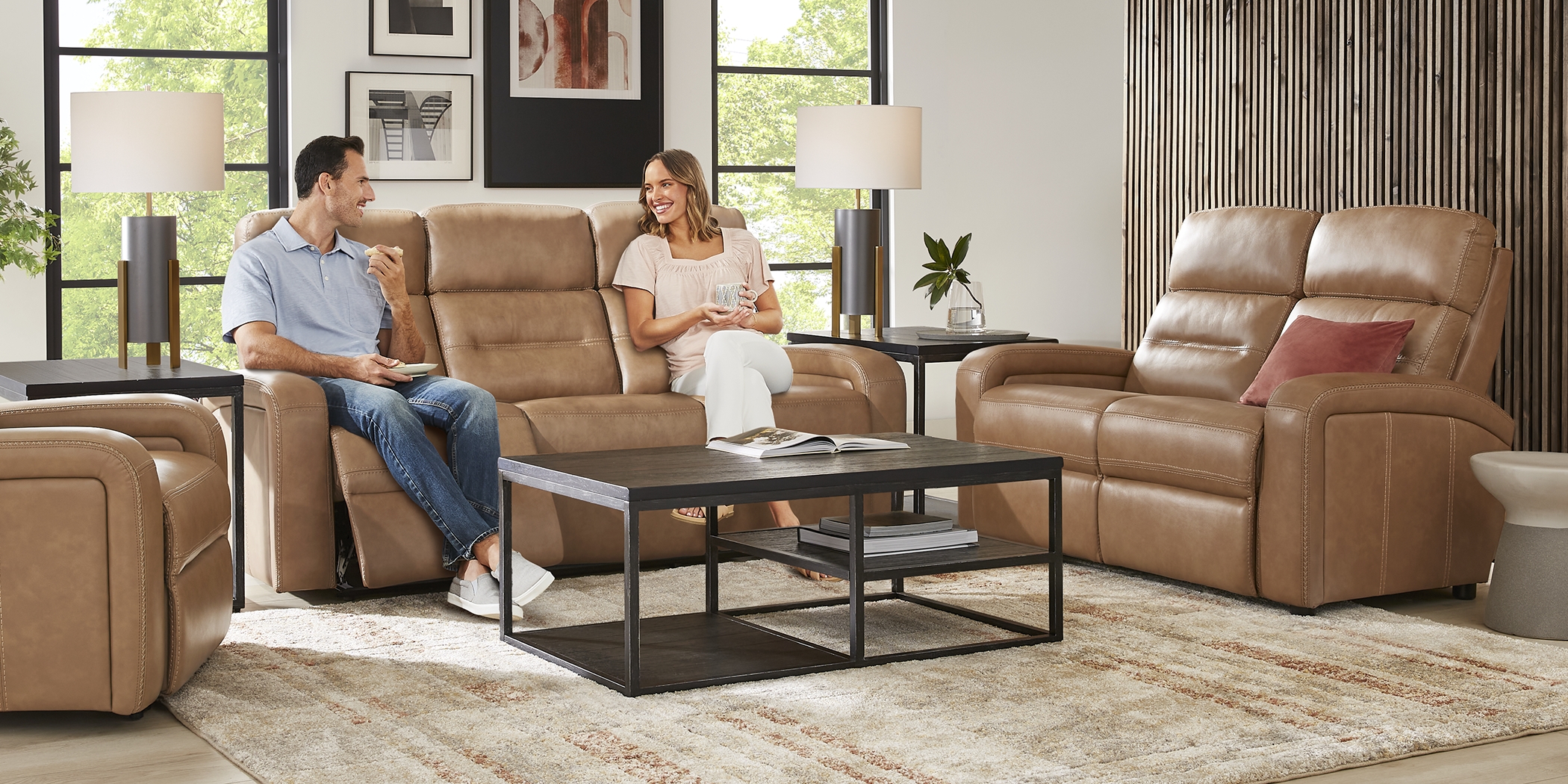Sierra Madre Saddle Leather 2 Pc Living Room with Reclining Sofa - Thumbnail - Image 2