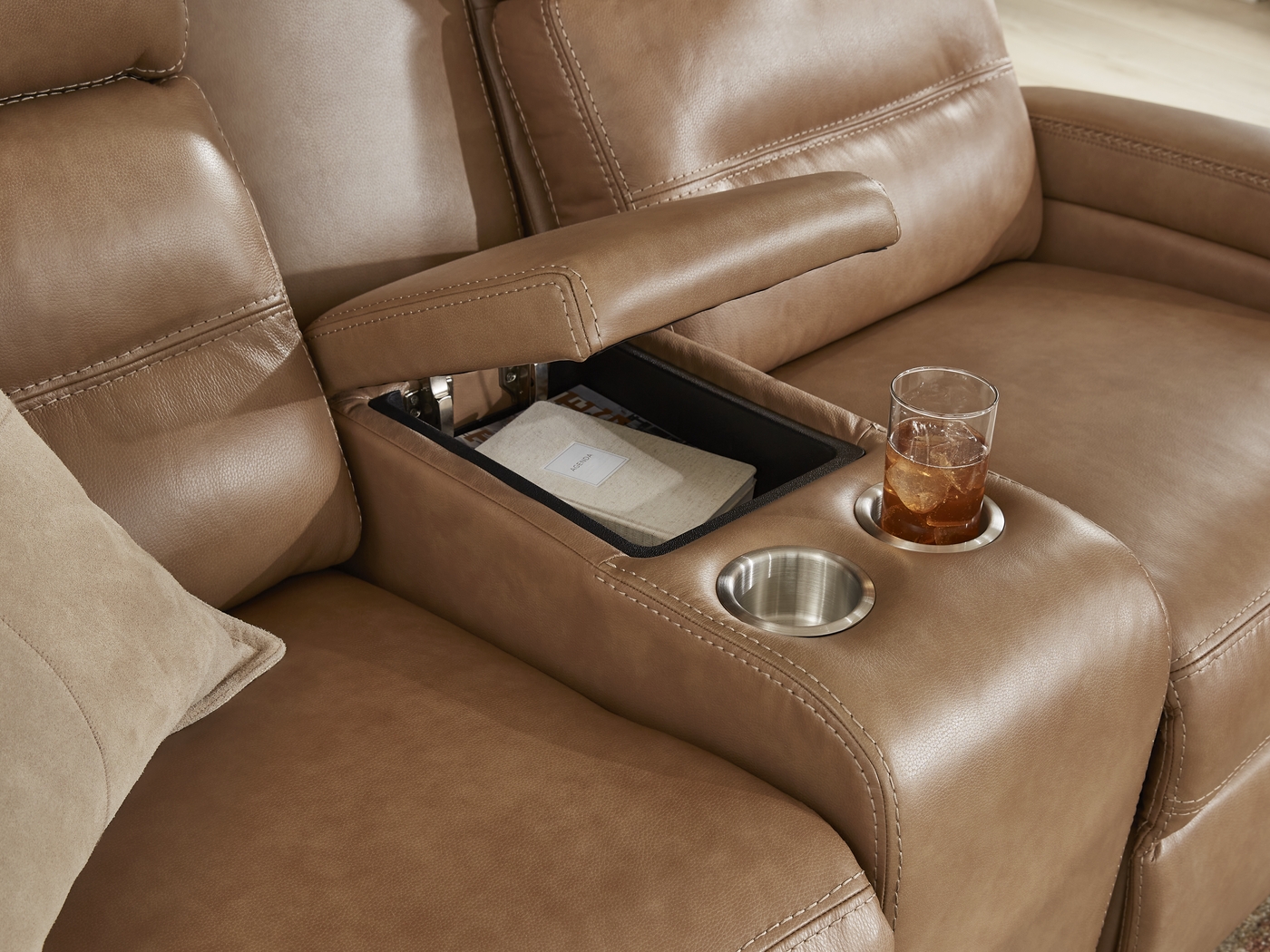 Sierra Madre Saddle Leather 5 Pc Dual Power Reclining Living Room with Reclining Sofa - Thumbnail - Image 5