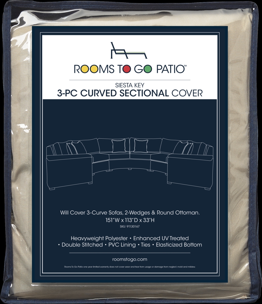 Siesta Key 3 Pc Patio Curved Sectional Cover - Thumbnail - Image 1