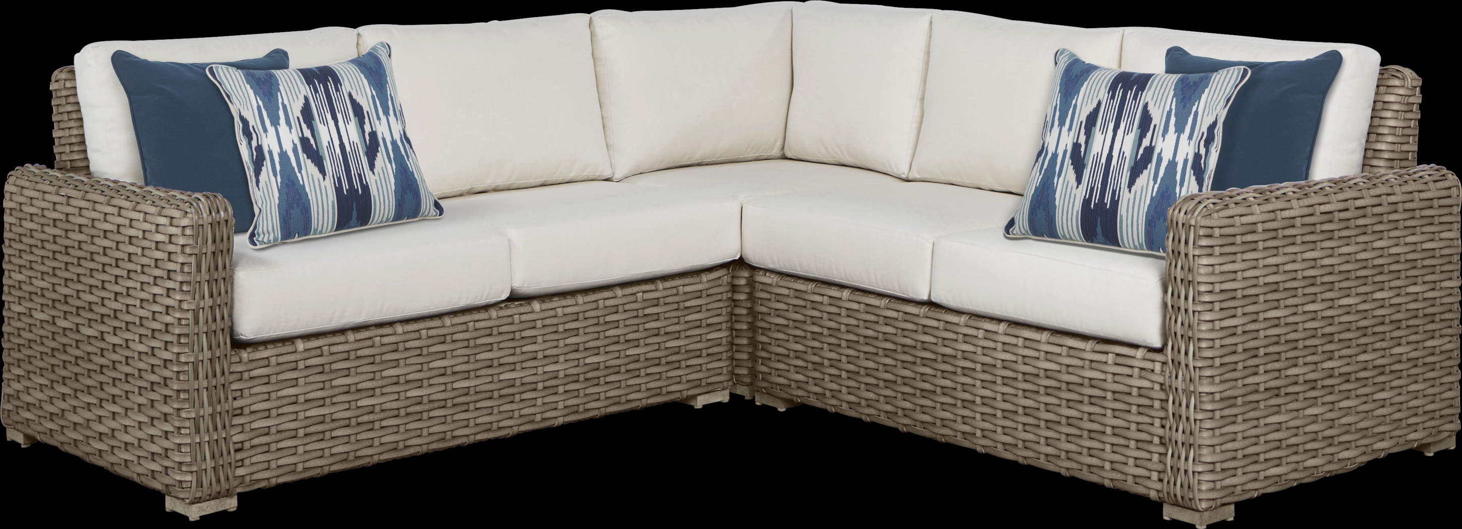 Siesta Key Driftwood 3 Pc Outdoor Sectional with Linen Cushions - Thumbnail - Image 1