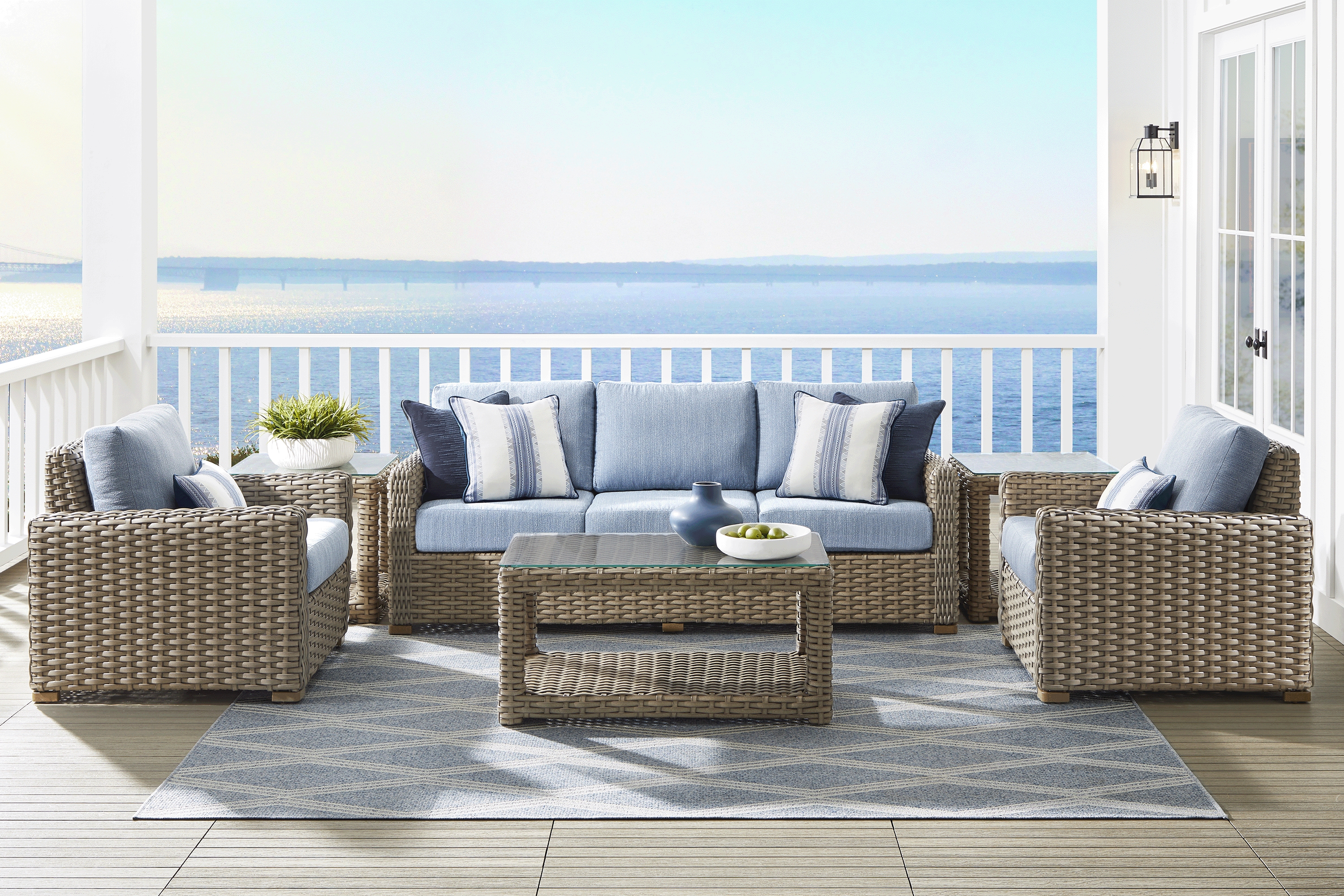 Siesta Key Driftwood Outdoor Sofa with Steel Cushions - Thumbnail - Image 2