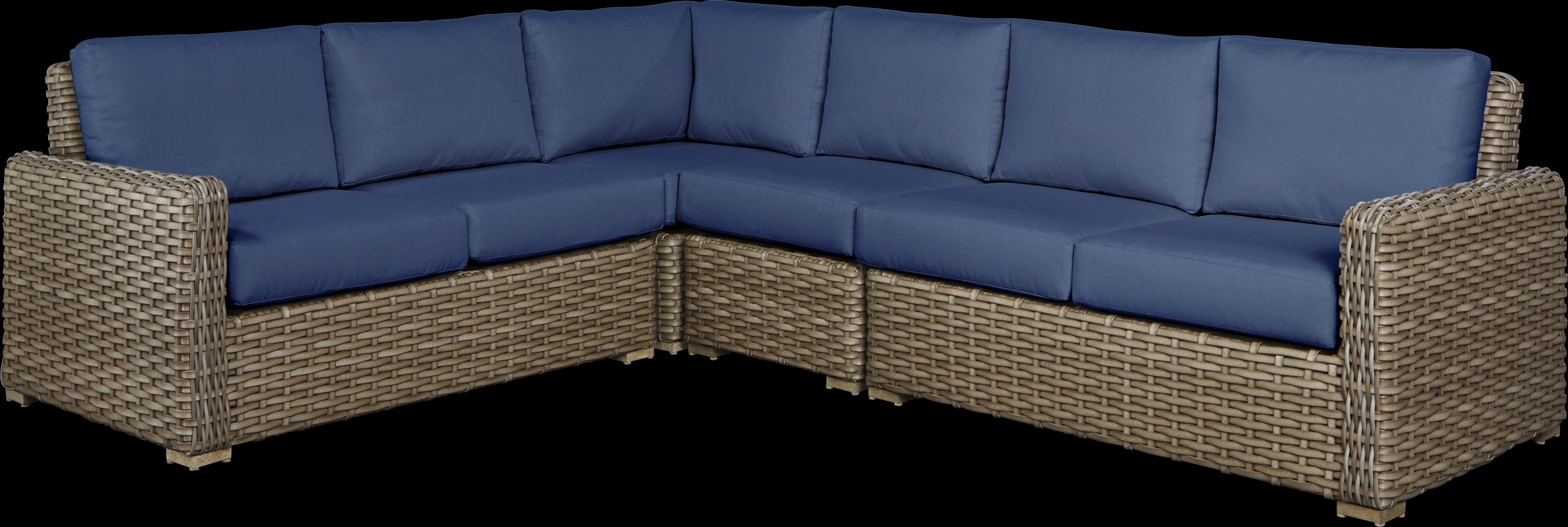 Siesta Key Driftwood 4 Pc Outdoor Sectional with Indigo Cushions - Thumbnail - Image 3