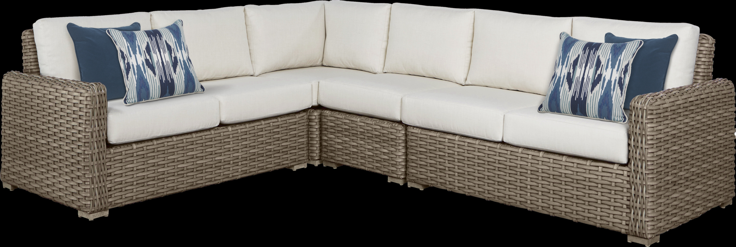 Siesta Key Driftwood 4 Pc Outdoor Sectional with Linen Cushions - Thumbnail - Image 1