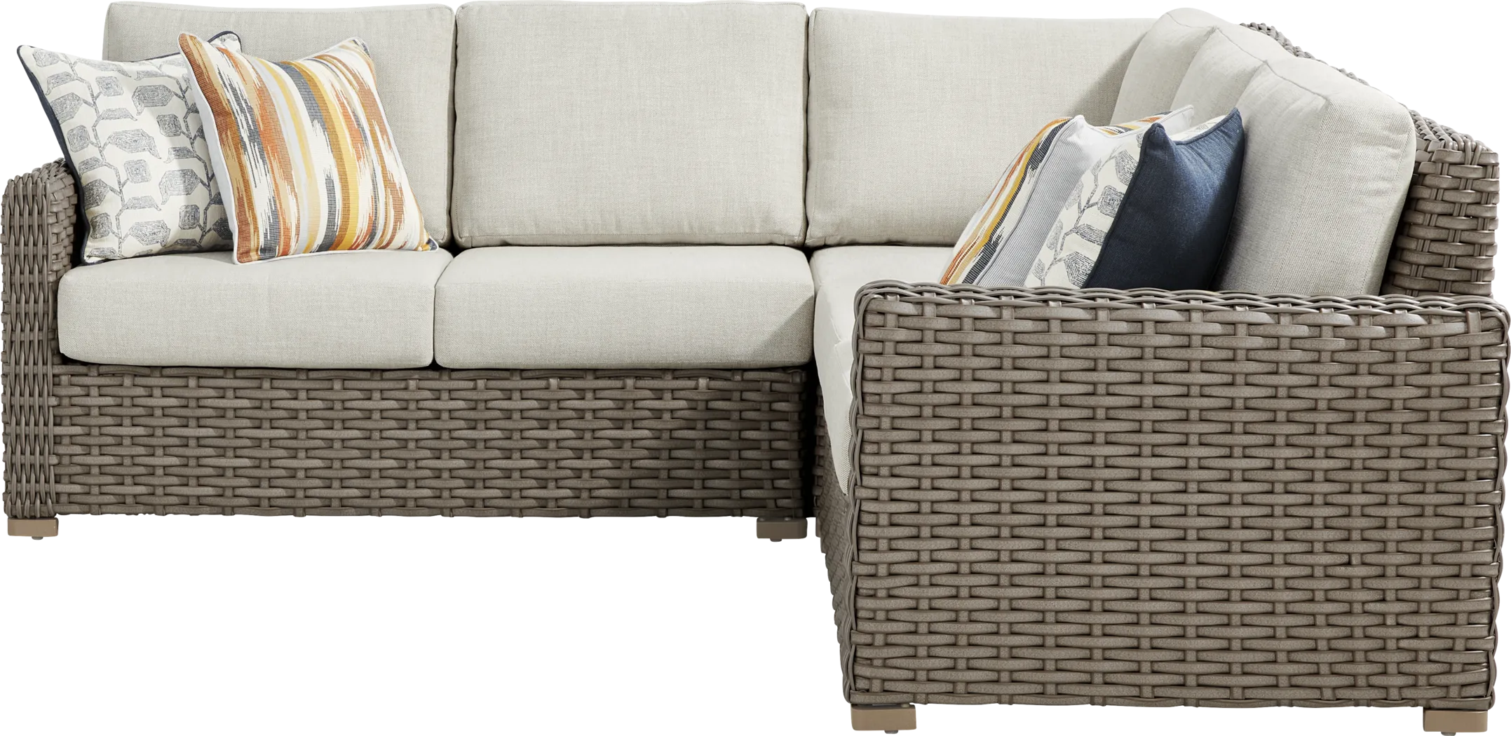 Siesta Key Driftwood Finish 3 Pc Outdoor Sectional with Desert Cushions - Thumbnail - Image 3