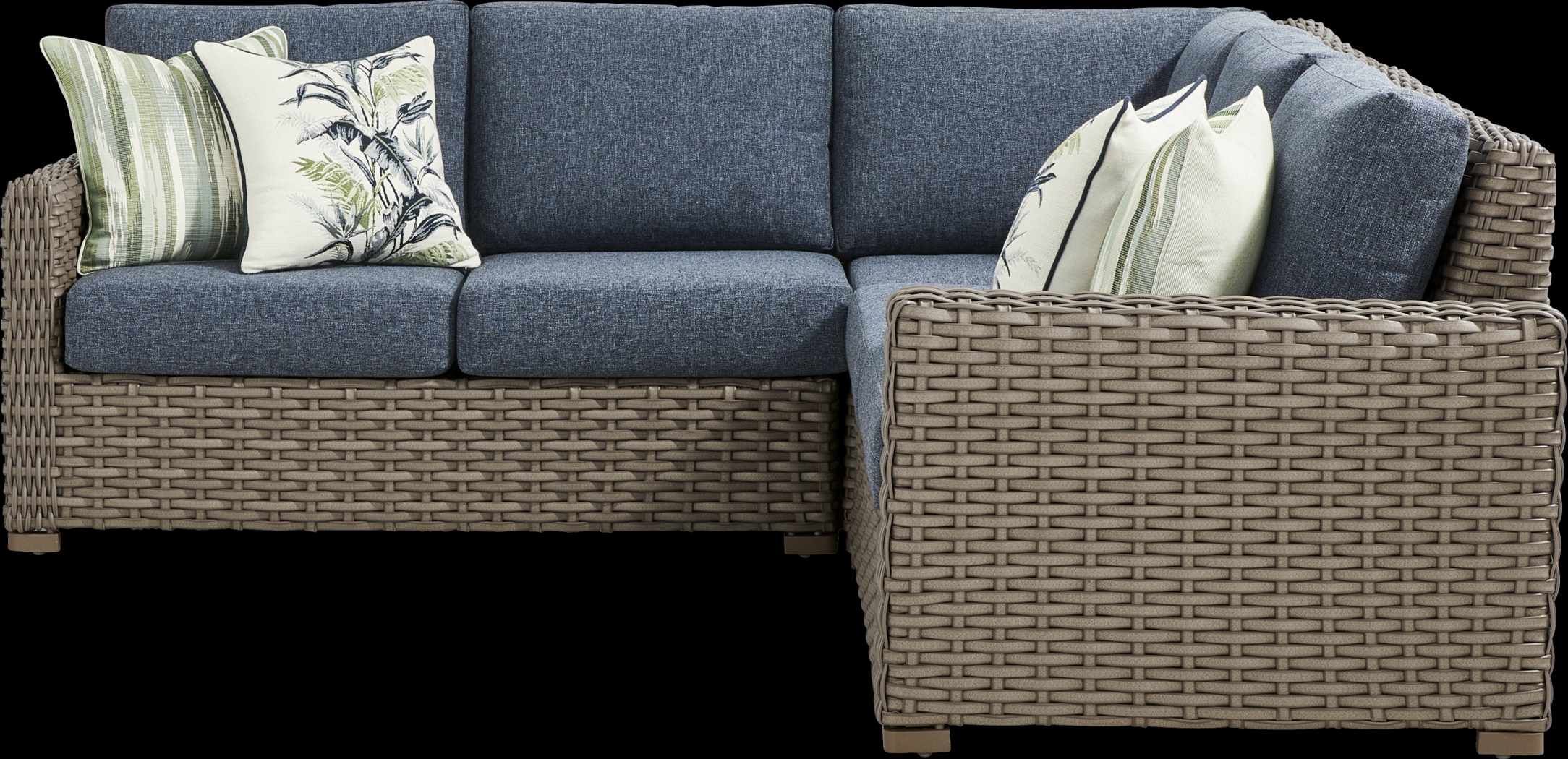 Siesta Key Driftwood Finish 3 Pc Outdoor Sectional with Ink Cushions - Thumbnail - Image 3