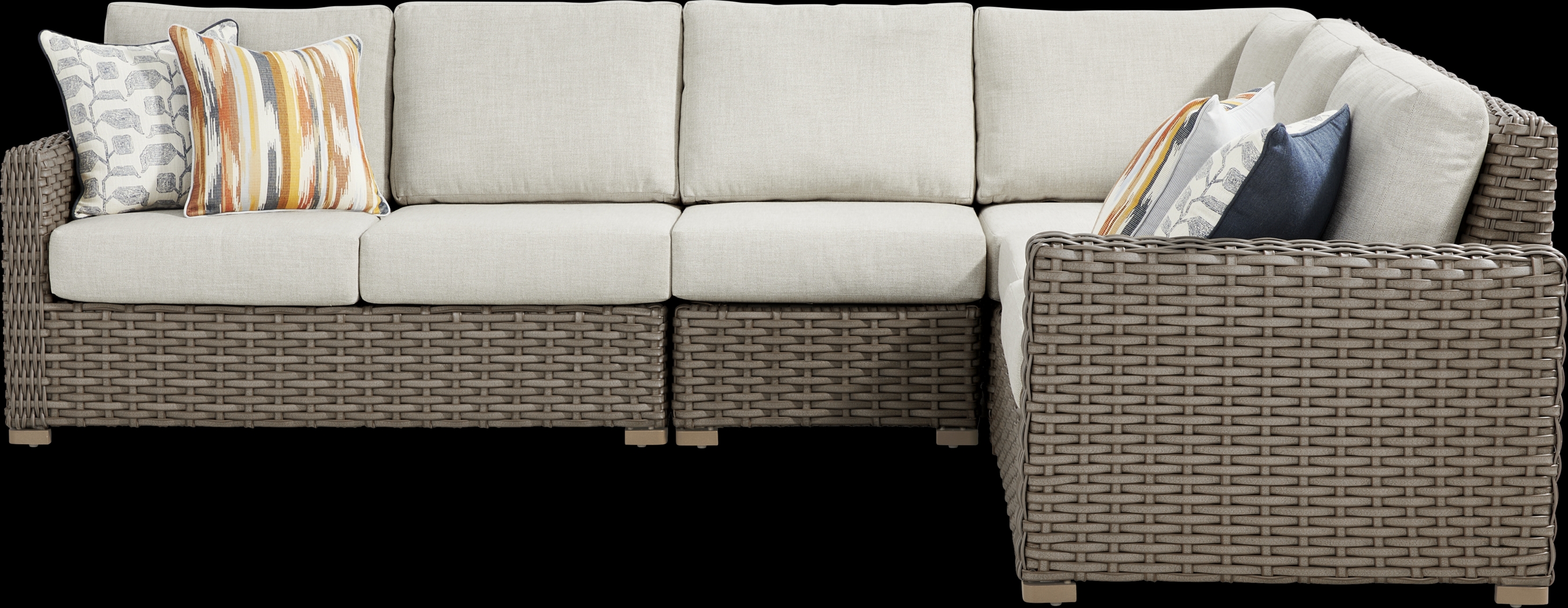 Siesta Key Driftwood Finish 4 Pc Outdoor Sectional with Desert Cushions - Thumbnail - Image 3