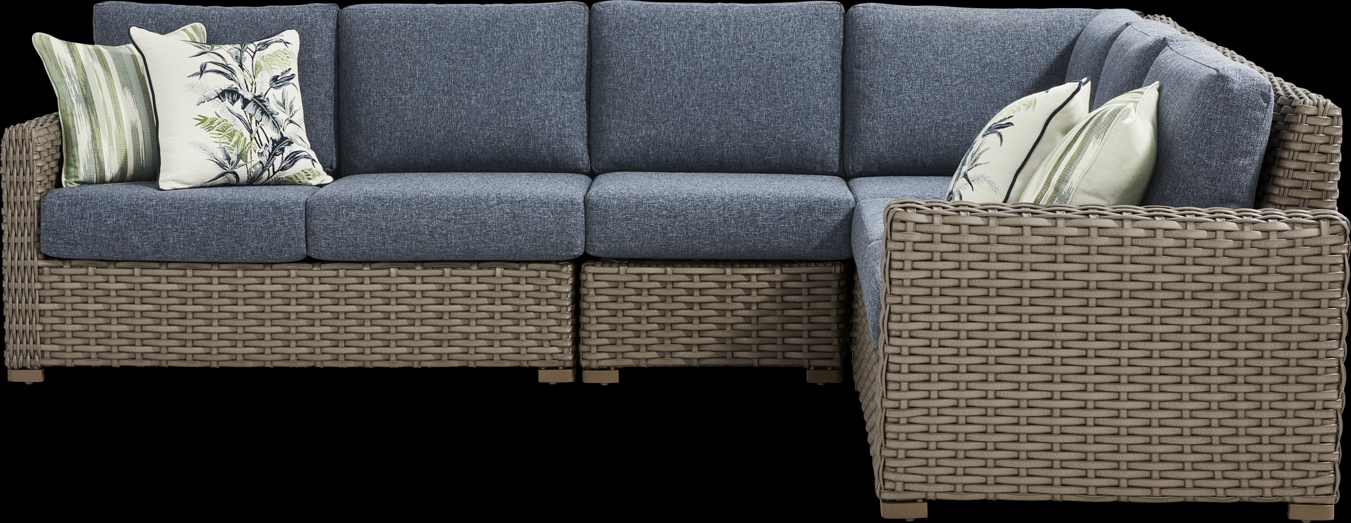 Siesta Key Driftwood Finish 4 Pc Outdoor Sectional with Ink Cushions - Thumbnail - Image 3