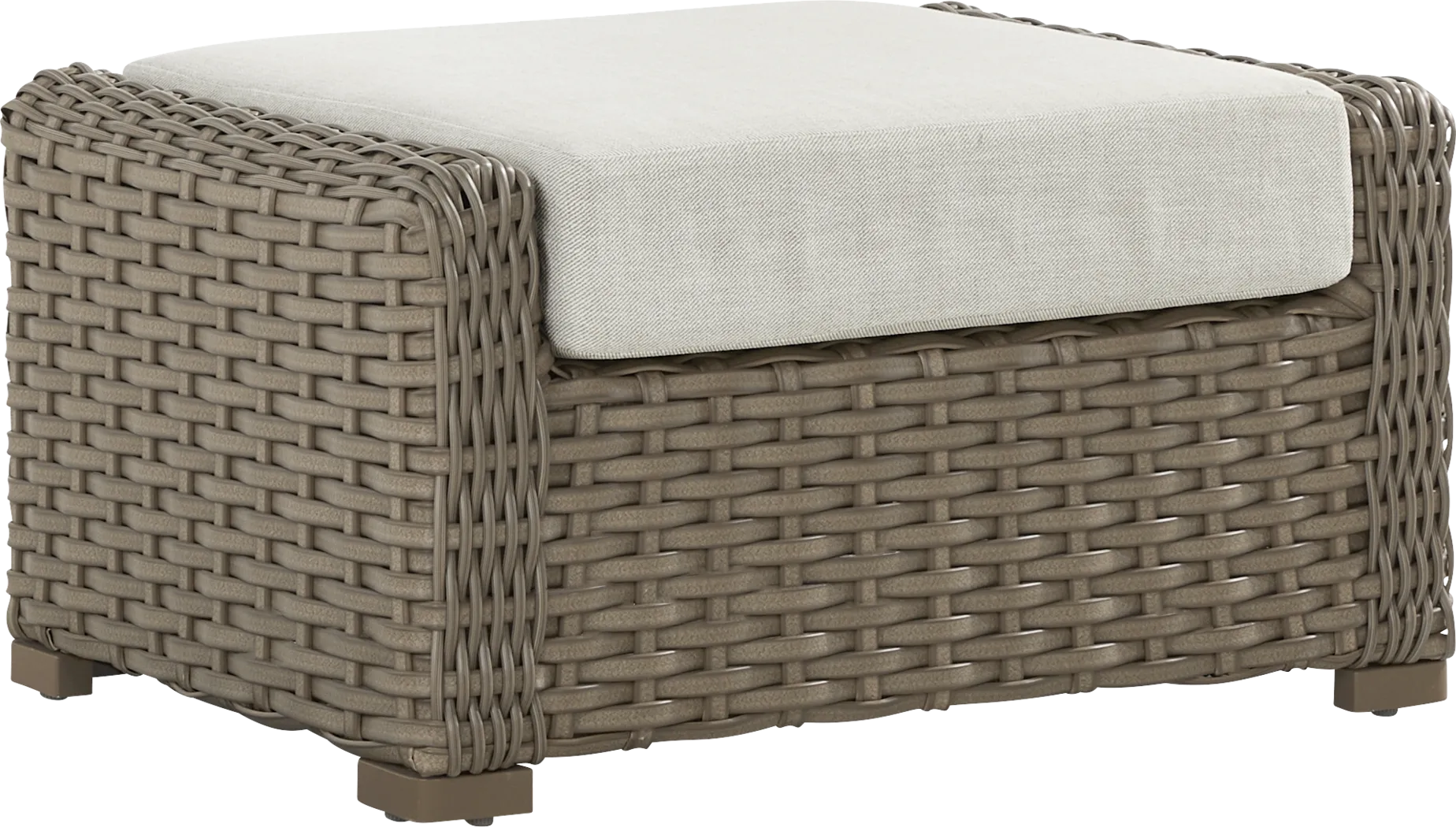Siesta Key Driftwood Finish Outdoor Ottoman with Desert Cushion - Thumbnail - Image 1