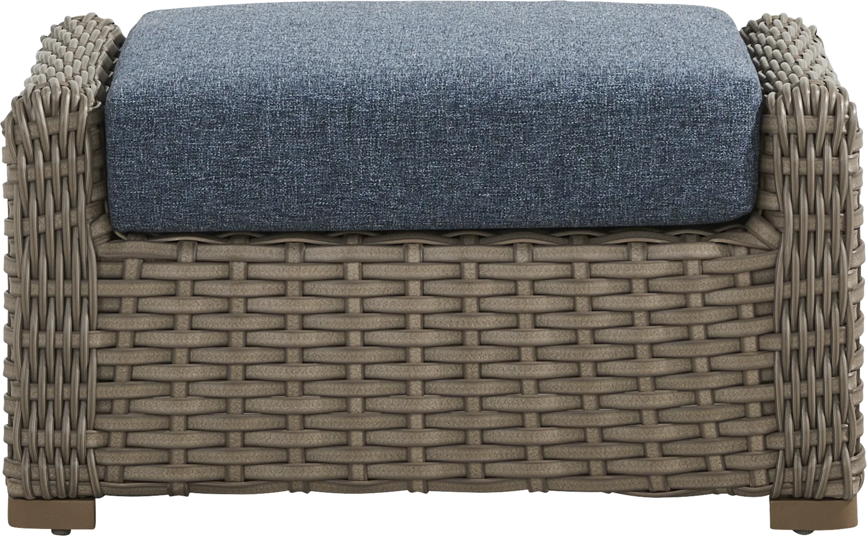 Siesta Key Driftwood Finish Outdoor Ottoman with Ink Cushion - Thumbnail - Image 2
