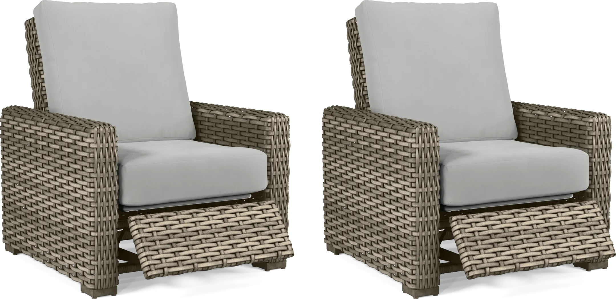 Siesta Key Driftwood Finish Outdoor Recliner with Dove Cushions - Set of 2 - Thumbnail - Image 1