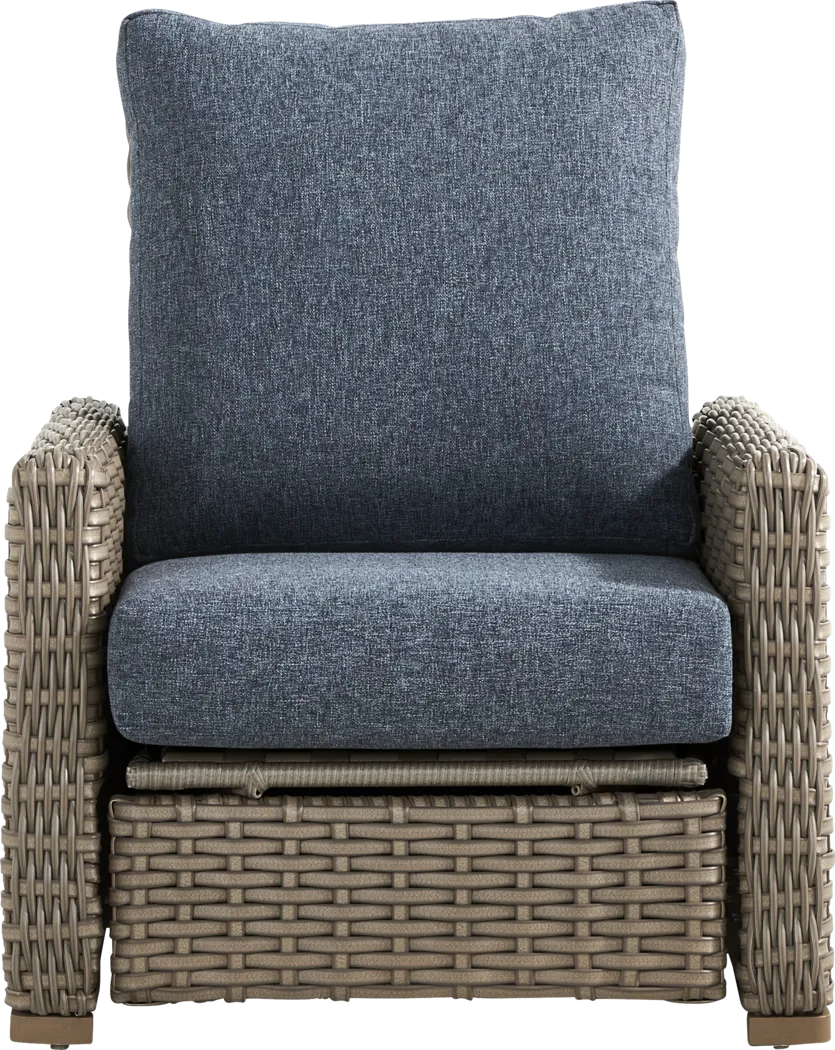 Siesta Key Driftwood Finish Outdoor Recliner with Ink Cushions - Thumbnail - Image 2