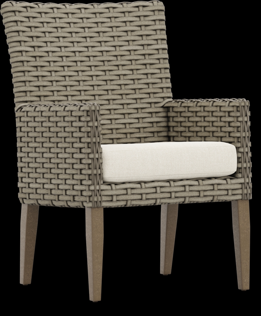Siesta Key Driftwood Finish Outdoor Arm Chair with Desert Cushion - Thumbnail - Image 1