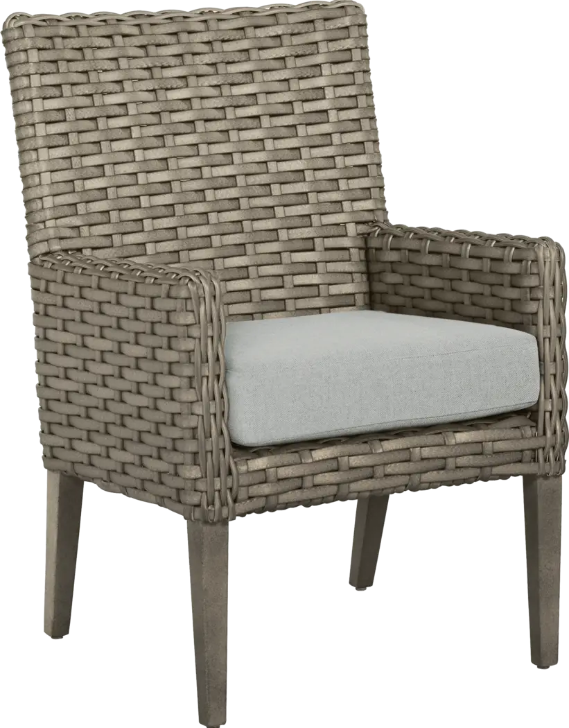 Siesta Key Driftwood Outdoor Arm Chair with Dove Cushion - Thumbnail - Image 1