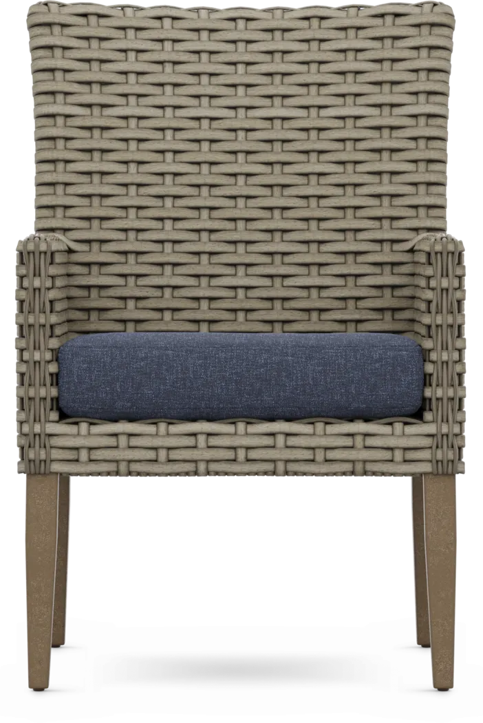 Siesta Key Driftwood Finish Outdoor Arm Chair with Ink Cushion - Thumbnail - Image 2