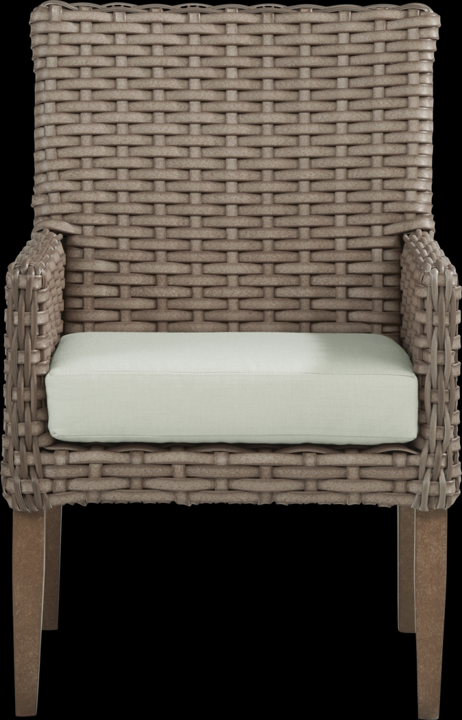 Siesta Key Driftwood Outdoor Arm Chair with Rollo Seafoam Cushion - Thumbnail - Image 2