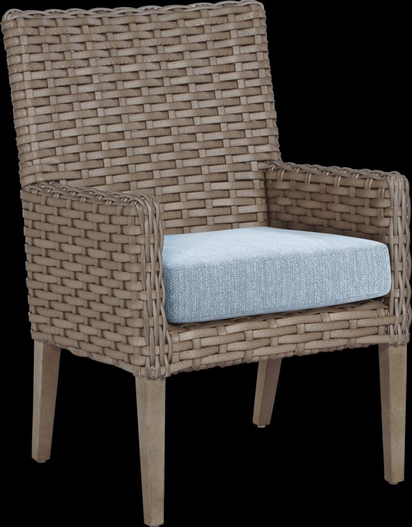 Siesta Key Driftwood Outdoor Arm Chair with Steel Cushion - Thumbnail - Image 1