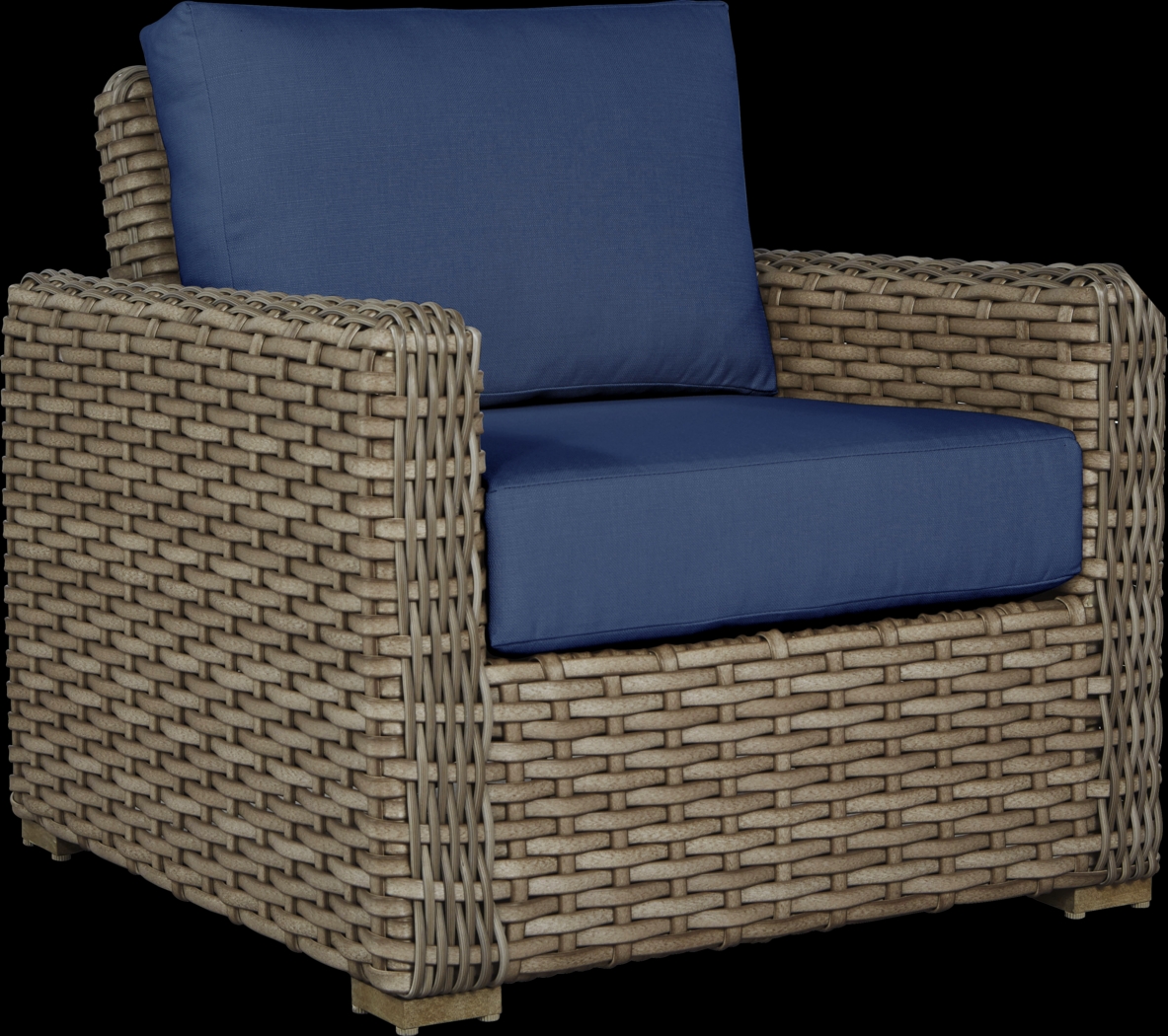 Siesta Key Driftwood Outdoor Chair with Indigo Cushions - Thumbnail - Image 1