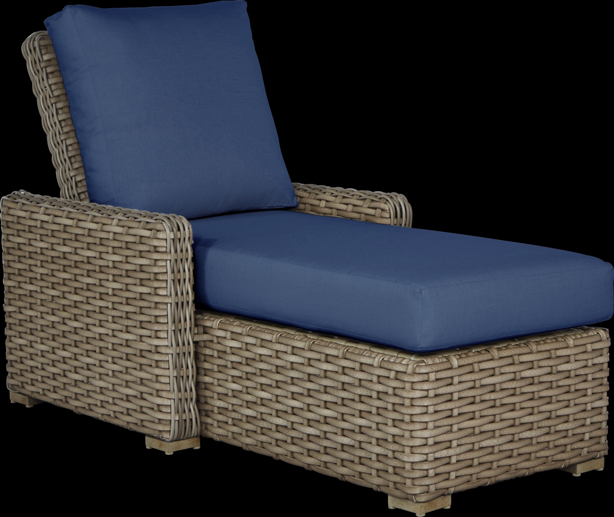Siesta Key Driftwood Outdoor Chaise with Indigo Cushions - Thumbnail - Image 1