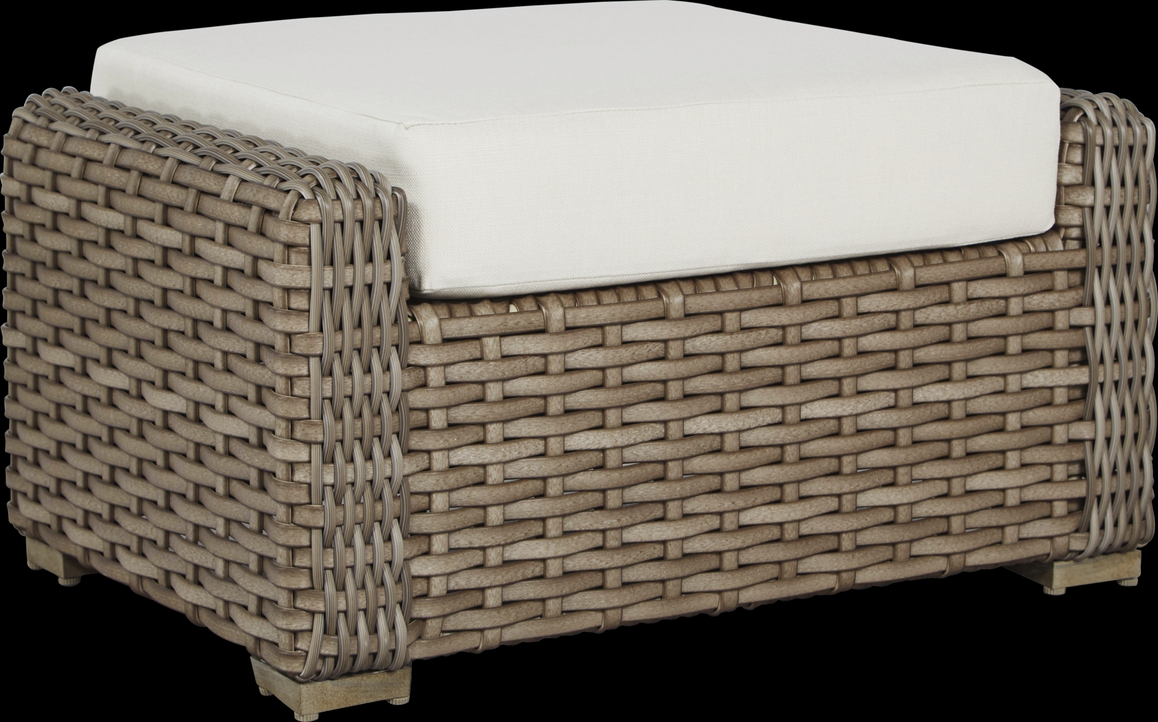 Siesta Key Driftwood Outdoor Ottoman with Linen Cushion - Thumbnail - Image 1