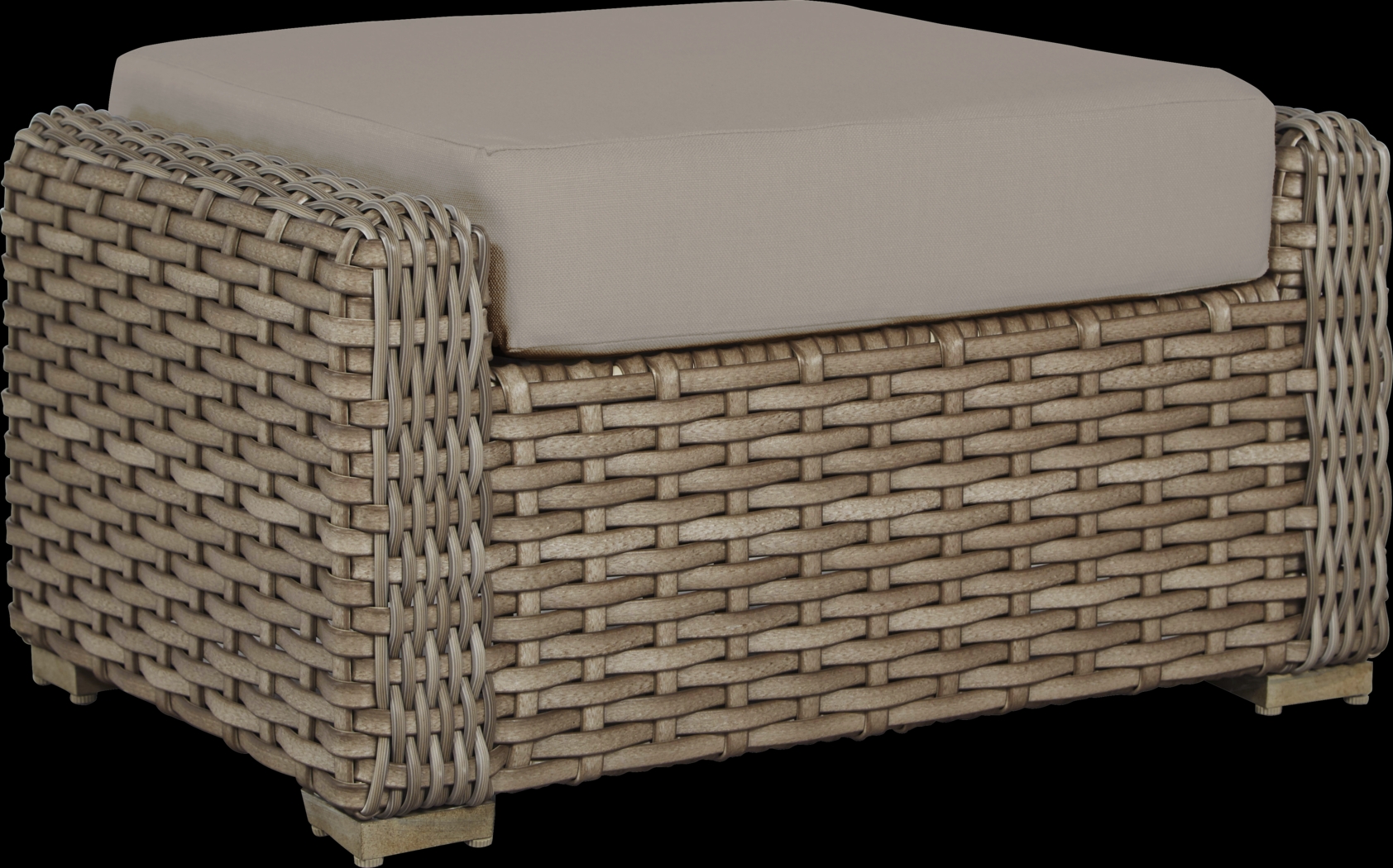 Siesta Key Driftwood Outdoor Ottoman with Pebble Cushion - Thumbnail - Image 1