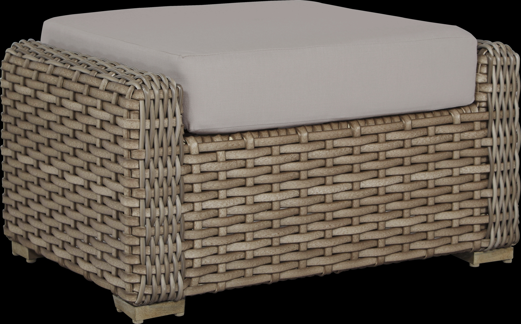 Siesta Key Driftwood Outdoor Ottoman with Rollo Linen Cushion - Thumbnail - Image 1