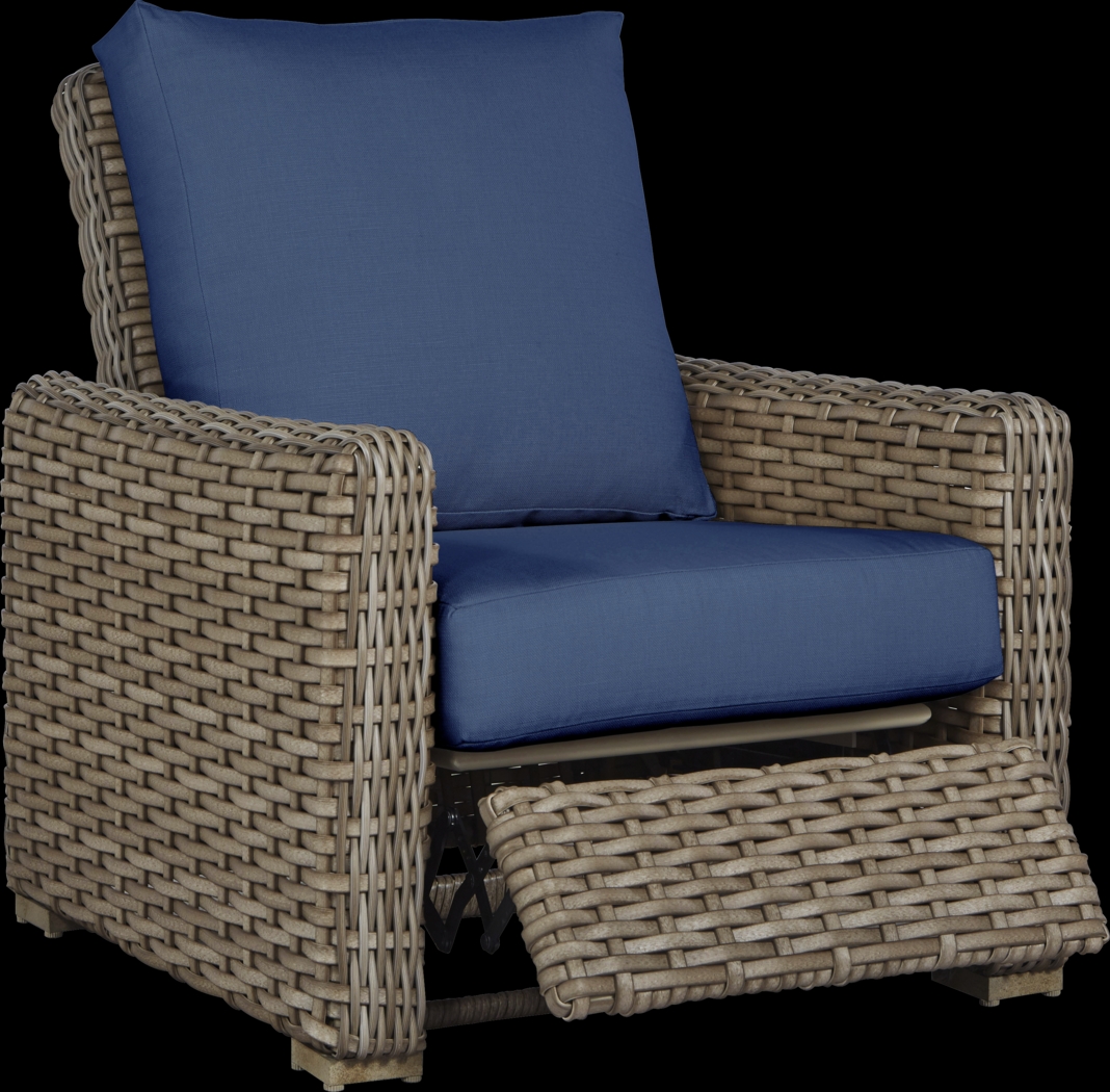 Siesta Key Driftwood Outdoor Recliner with Indigo Cushions - Thumbnail - Image 2