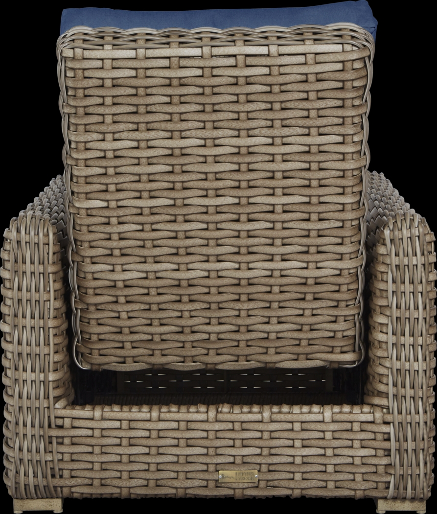 Siesta Key Driftwood Outdoor Recliner with Indigo Cushions - Thumbnail - Image 3