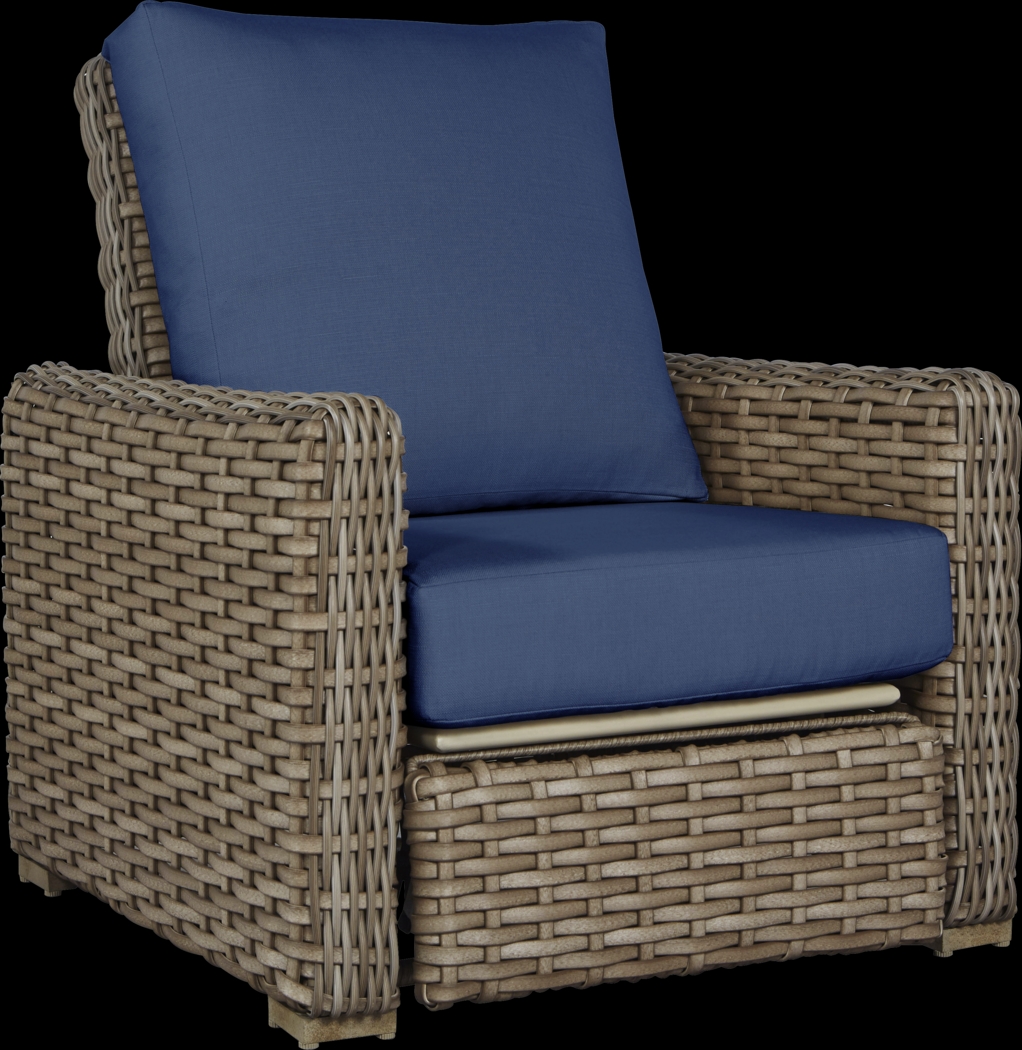 Siesta Key Driftwood Outdoor Recliner with Indigo Cushions - Thumbnail - Image 1