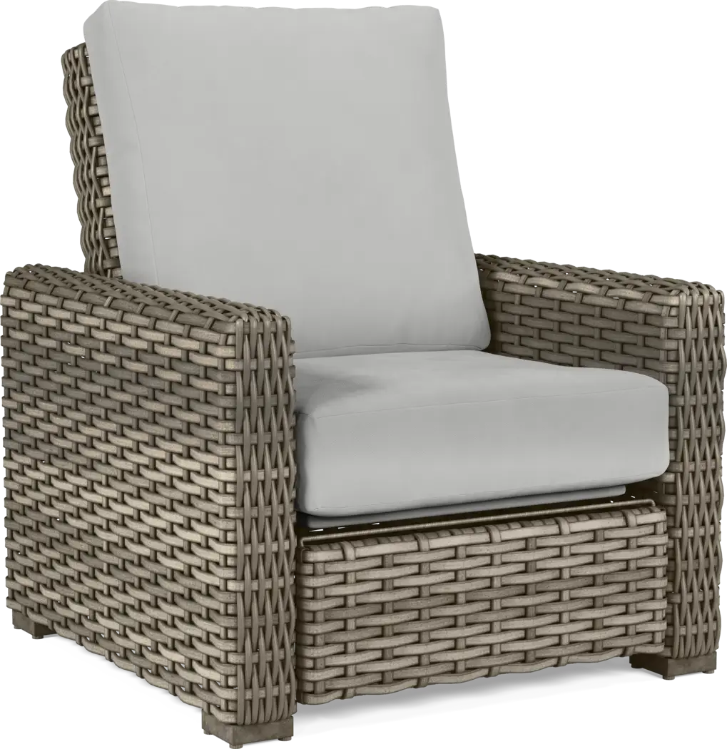 Siesta Key Driftwood Finish Outdoor Recliner with Dove Cushions - Thumbnail - Image 2