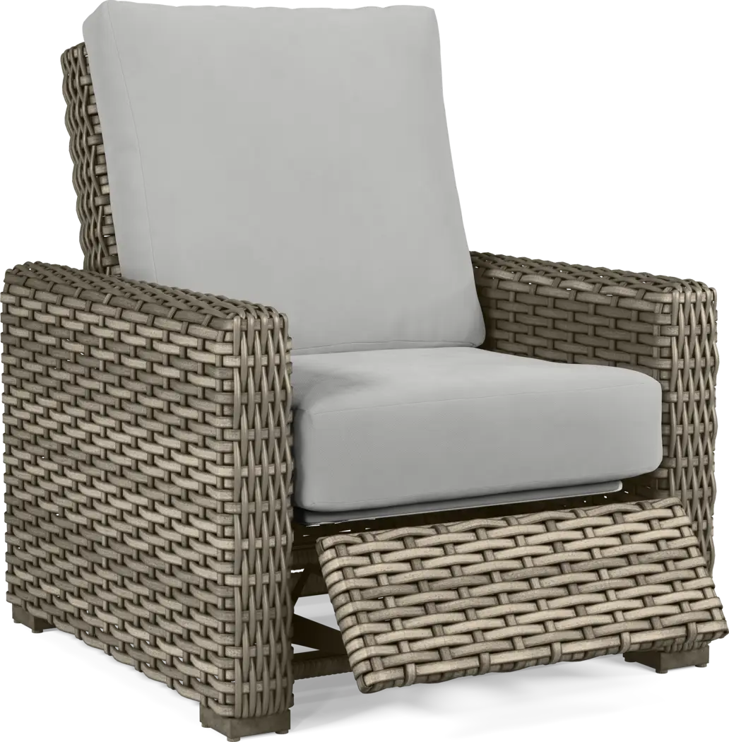 Siesta Key Driftwood Finish Outdoor Recliner with Dove Cushions - Thumbnail - Image 1
