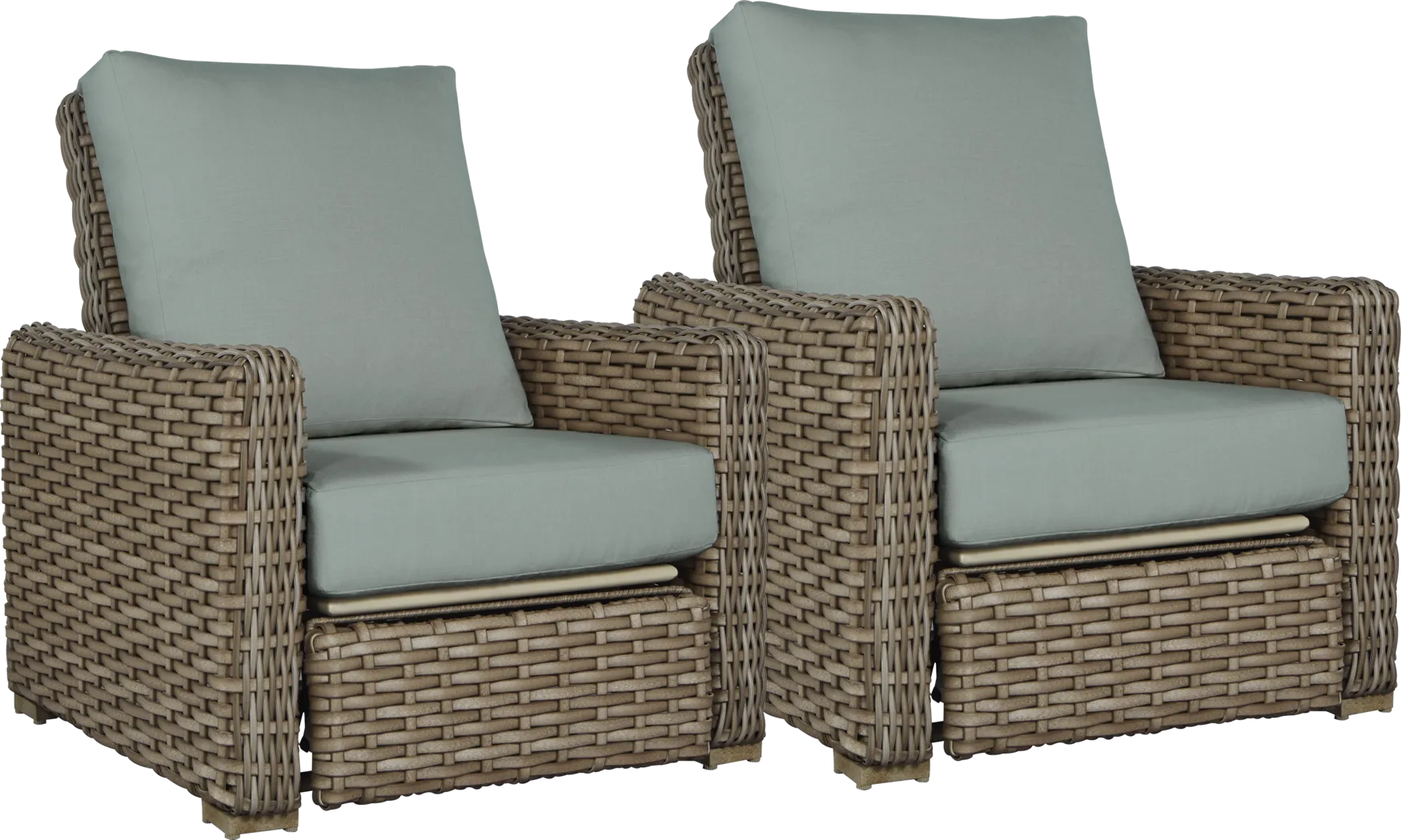 Siesta Key Driftwood Outdoor Recliner with Mist Cushions - Set of 2 - Thumbnail - Image 1