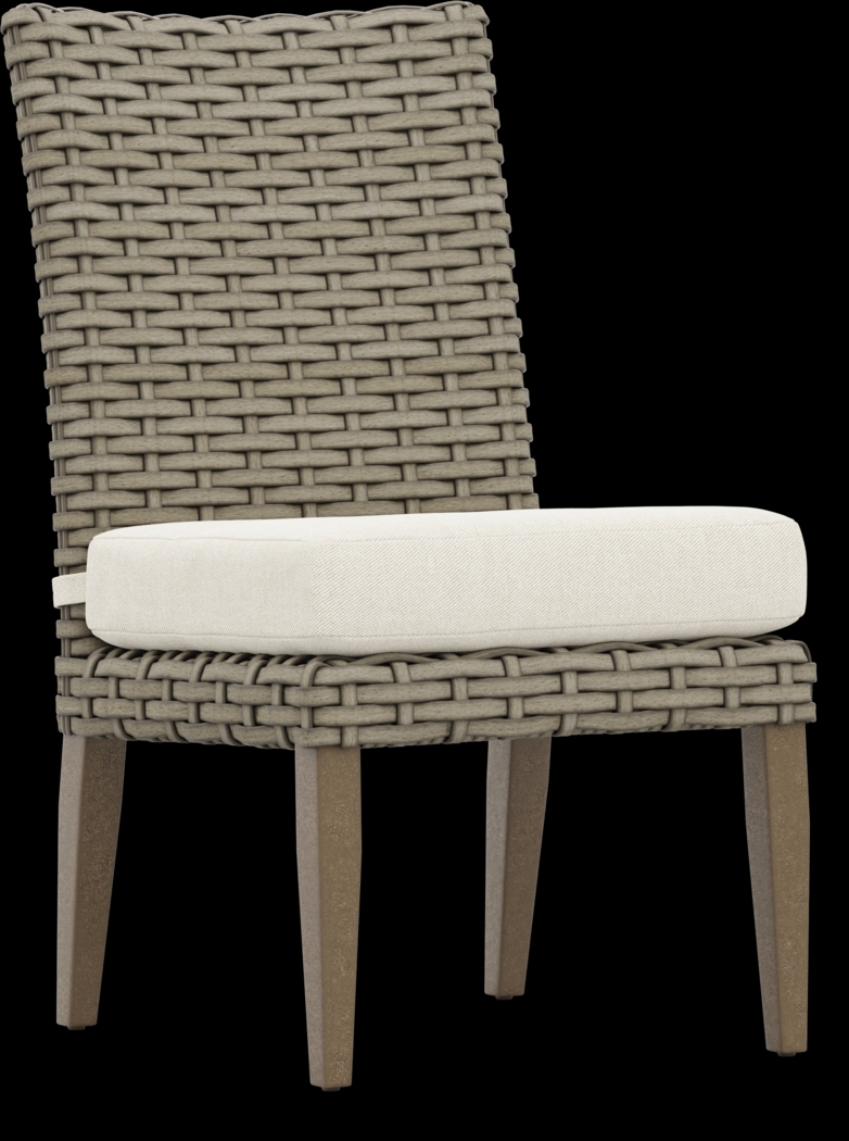 Siesta Key Driftwood Finish Outdoor Side Chair with Desert Cushion - Thumbnail - Image 1
