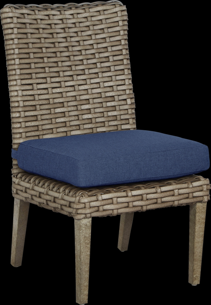 Siesta Key Driftwood 7 Pc 72 in. Rectangle Outdoor Dining Set with Indigo Cushions - Thumbnail - Image 3