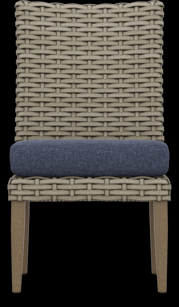 Siesta Key Driftwood Finish Outdoor Side Chair with Ink Cushion - Thumbnail - Image 2