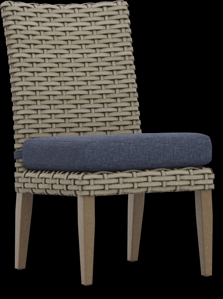 Siesta Key Driftwood Finish Outdoor Side Chair with Ink Cushion - Thumbnail - Image 1