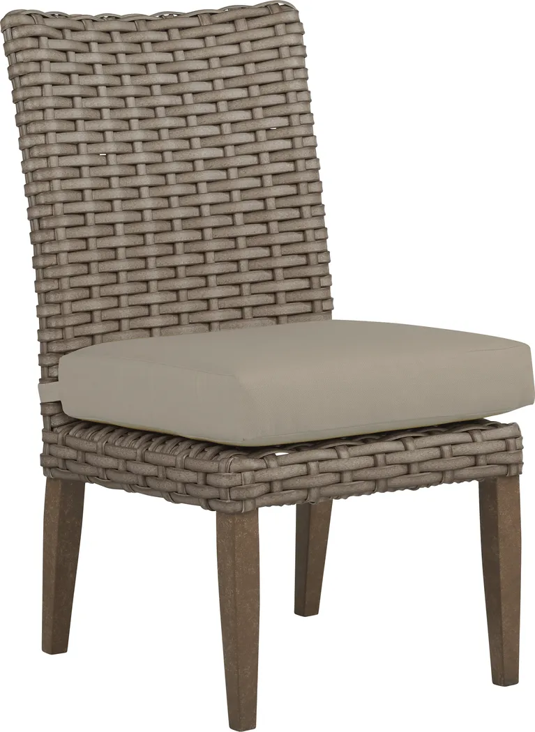 Siesta Key Driftwood Outdoor Side Chair with Pebble Cushion - Thumbnail - Image 1