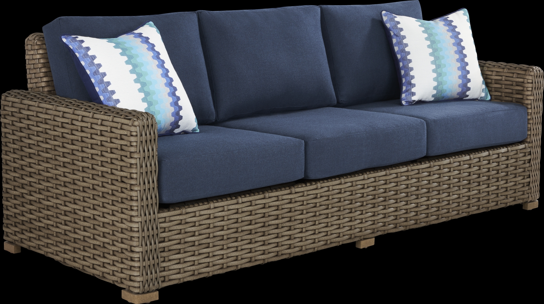 Siesta Key Driftwood 4 Pc Outdoor Seating Set with Indigo Cushions - Thumbnail - Image 3
