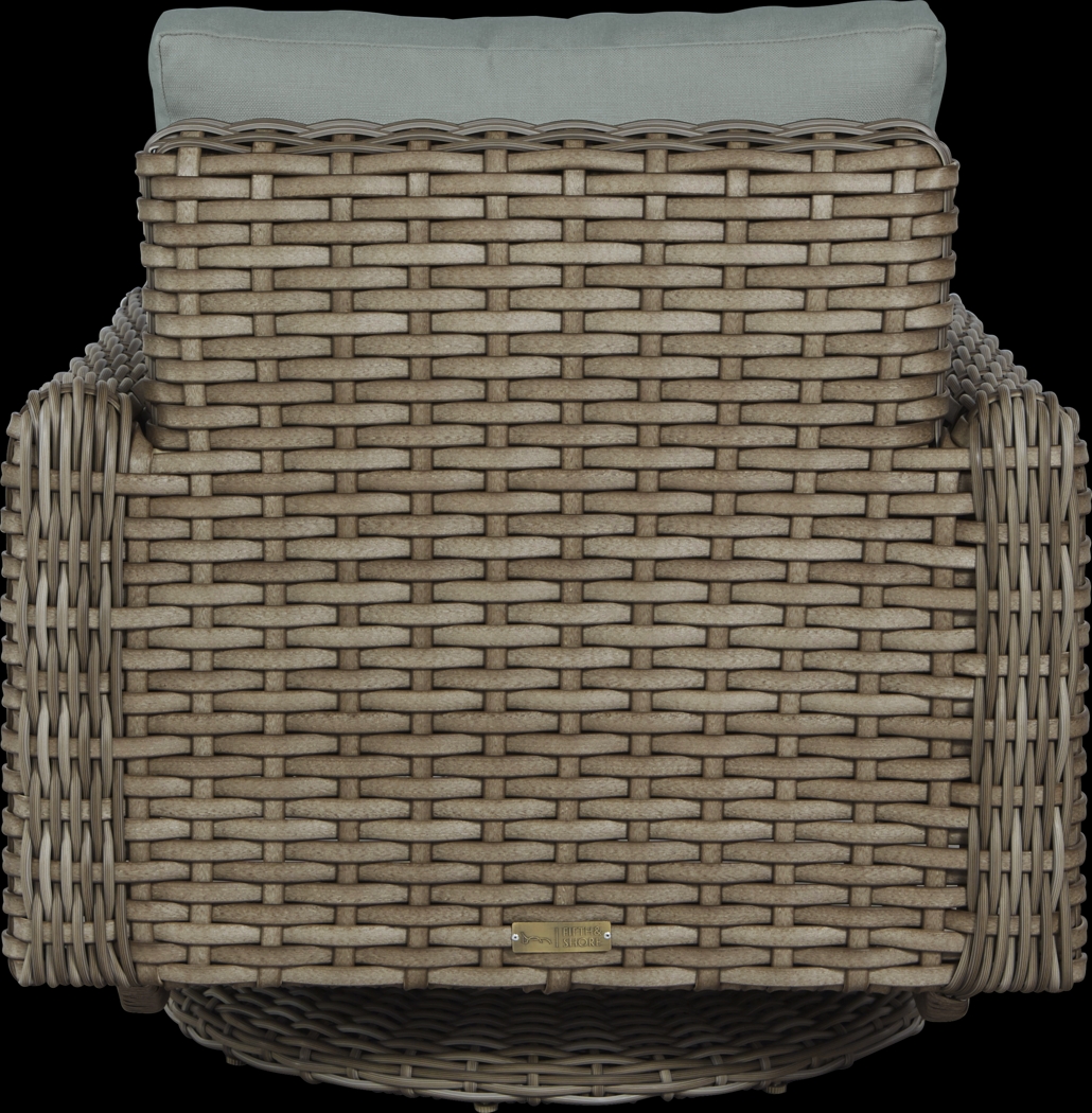 Siesta Key Driftwood Outdoor Swivel Chair with Seafoam Cushions - Thumbnail - Image 3