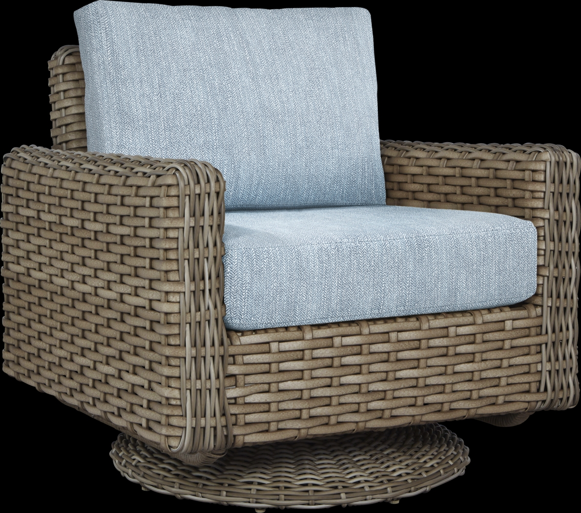 Siesta Key Driftwood Outdoor Swivel Chair with Steel Cushions - Thumbnail - Image 1