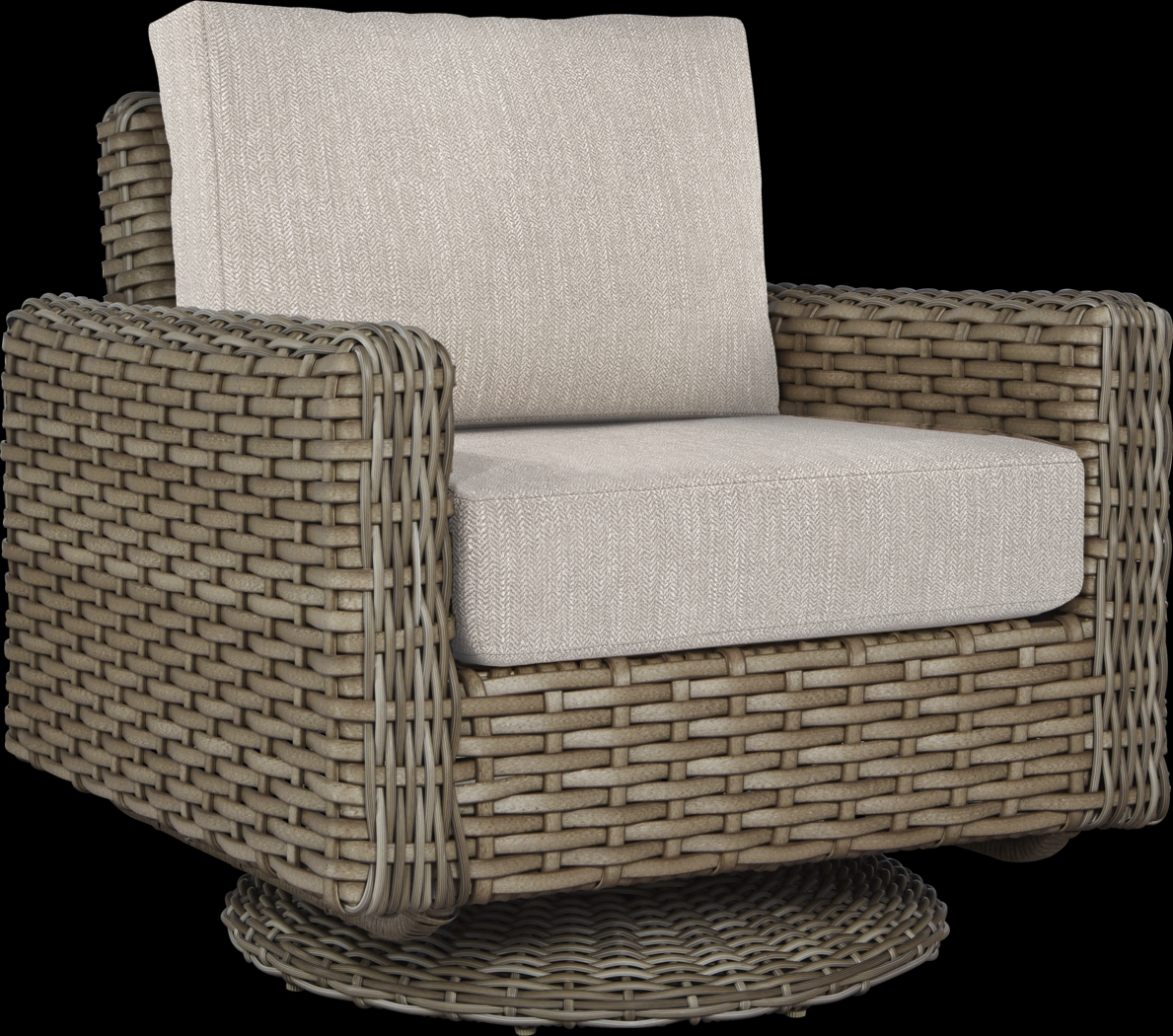 Siesta Key Driftwood Outdoor Swivel Chair with Twine Cushions - Thumbnail - Image 1