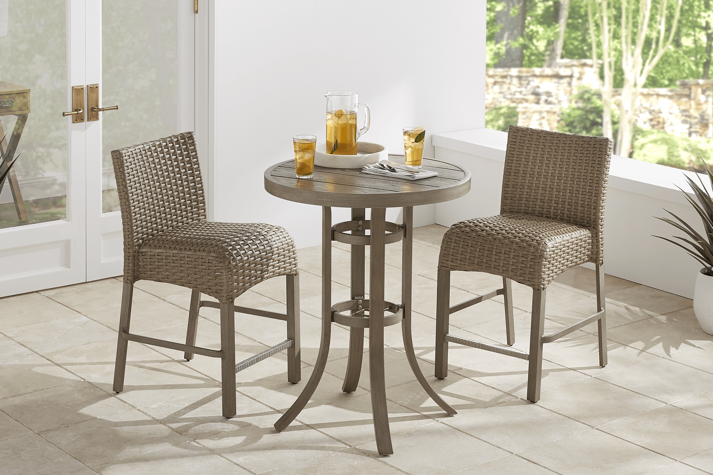 Siesta Key Gray 3 Pc 30" Round Balcony Height Outdoor Dining Set - Thumbnail - Image 1