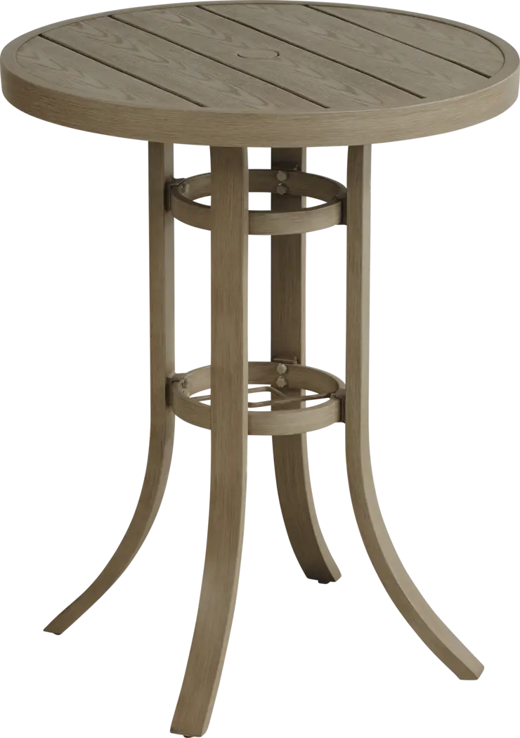 Siesta Key Gray 30" Round Balcony Height Outdoor Dining Table with Umbrella Hole - Thumbnail - Image 1