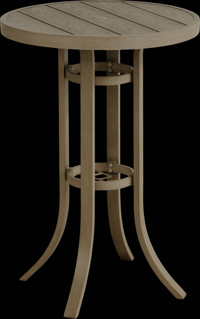 Siesta Key Gray 30" Round Bar Height Outdoor Dining Table with Umbrella Hole - Thumbnail - Image 1