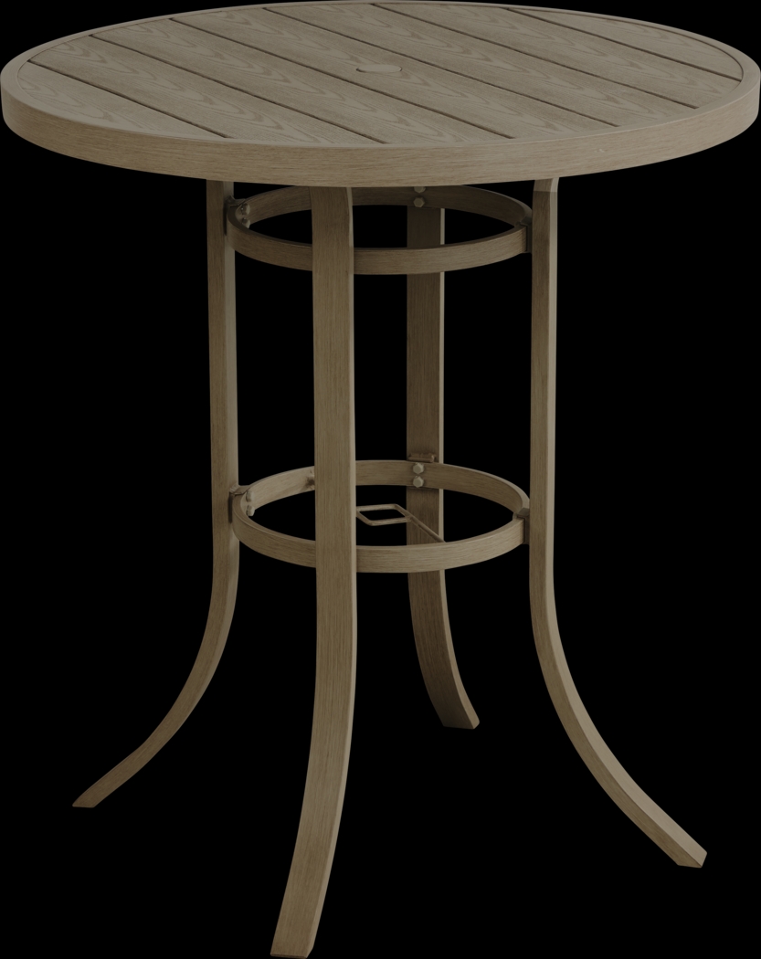 Siesta Key Gray 40" Round Bar Height Outdoor Dining Table with Umbrella Hole - Thumbnail - Image 1